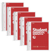 Collegeblock 10-67952 Student, Lineatur 22 / kariert mit Rand innen, A5, 70g, rot, 80 Blatt