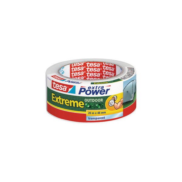 4042448152046 - Reparaturband Panzertape Gaffaband wetterfest transparent Gewebeband Dichtungsband für Innen & Außen geeignet von Hand einreißbar - transparent - Tesa