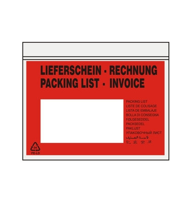 UNIPACK 522V0005005 C6 "LIEFERSCHEIN - RECHNUNG" selbstklebend 