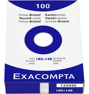 EXACOMPTA Karteikarten A8 blanko 3308B weiss 100 Stück - Ecomedia AG