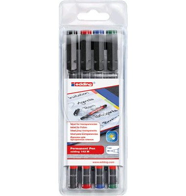 Folienstift 142 M farbig sortiert 1,0 mm 4er-Etui permanent 