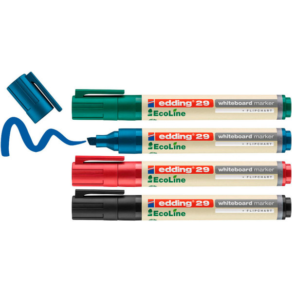 4004764918430 - Whiteboardmarker 29 EcoLine 1-5mm farbig sortiert 4 St Pack Schreibfarbe rot blau grün schwarz - Edding