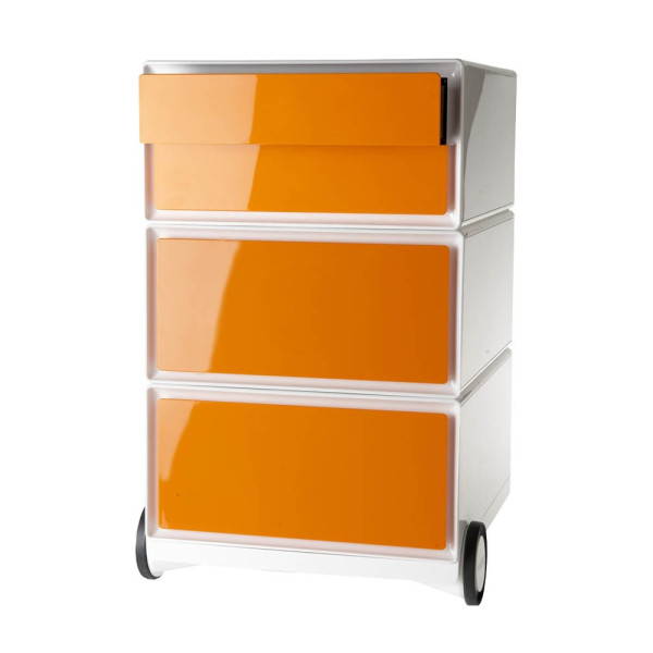 3660141922004 - Paperflow Rollcontainer easyBox® 2 Schubladen 2 Schübe flach weiß   orange