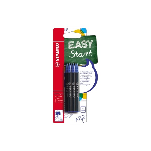 4006381473743 - STABILO EASYoriginal - Kugelschreibermine 05 mm Medium - Blau - Blister 6 Stück