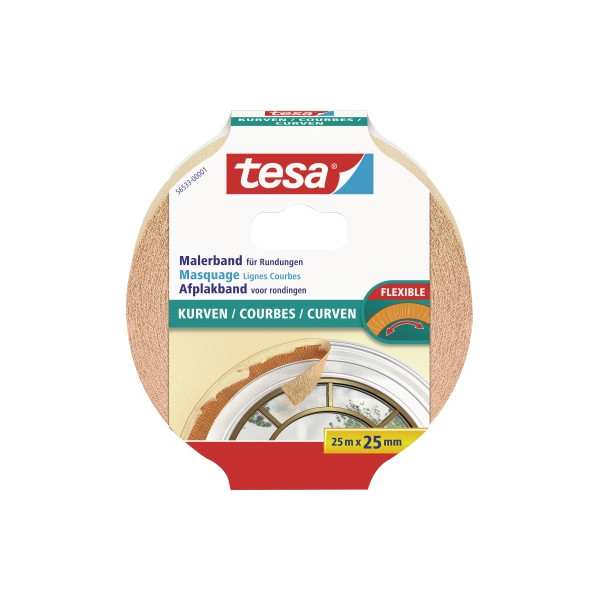 4042448294937 - Kurven 56533-00001-02 Kreppband Beige (l x b) 25 m x 25 mm 1 St - Tesa