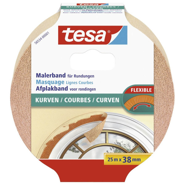 4042448294975 - Kurven 56534-00001-00 Kreppband Beige (l x b) 25 m x 38 mm 1 St - Tesa