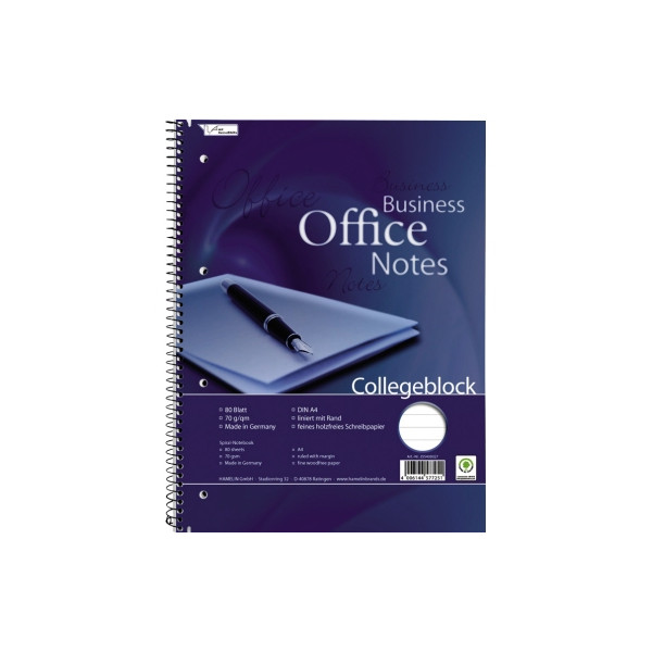 4003969015166 - Collegeblock 111106701 Office Lineatur 21   liniert mit Rand innen A4 70g blau 80 Blatt 4003969015166 Landre