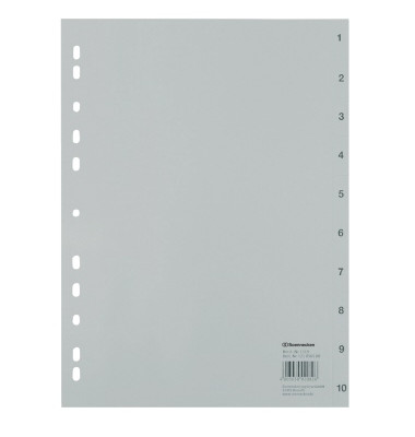 Kunststoffregister 1519 1-10 A4 0,12mm graue Taben 10-teilig