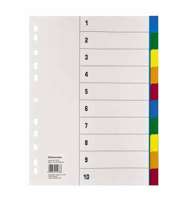 Kunststoffregister 1531 blanko A4 0,115mm farbige Taben 10-teilig