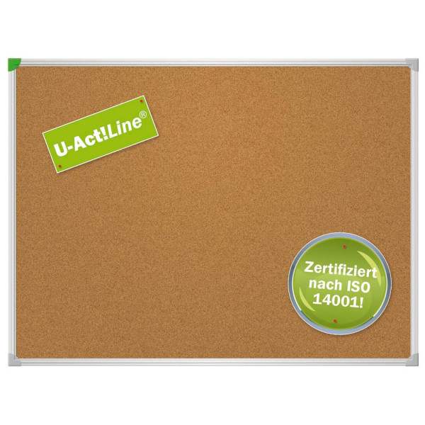 4016946221672 - Korktafel U-Act! Linie® Wandmontage im Hoch- & Querformat Aluminiumrahmen 400x600 mm