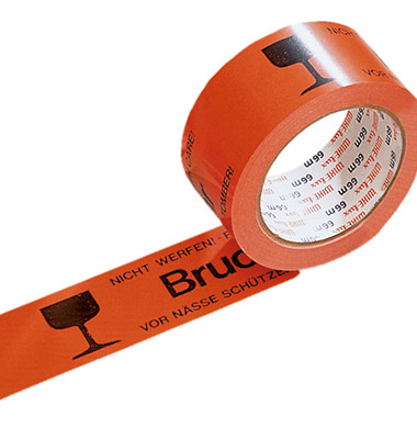 Signalpackband 793311, Bruchgefahr, 50mm x 66m, PP, leise abrollbar, orange/schwarz