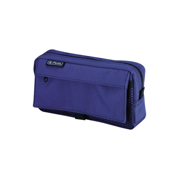 4008110521275 - Stifte-Tasche mit Netztasche aus Polyester blau