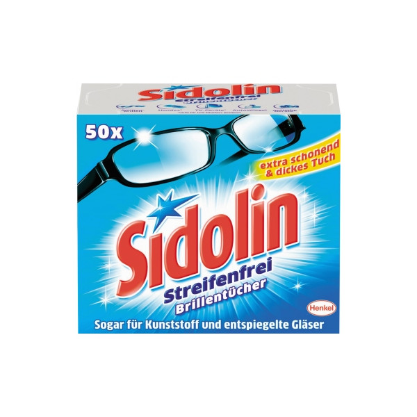 4015000306829 - Brillenputztuch 100 % Vlies getränkt weiß 50 St Pack - Sidolin