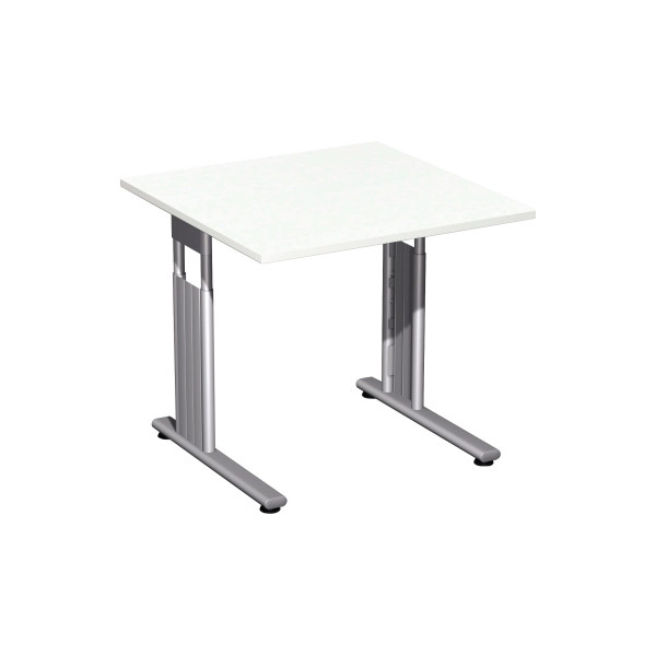 4038933477596 - Schreibtisch Flex S-617101-WS manuell höhenverstellbar 68-82cm (H) quadratisch weiß   Silber 4038933477596 Geramöbel