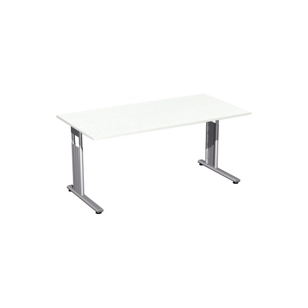 4038933477619 - Schreibtisch Flex S-617103-WS manuell höhenverstellbar 68-82cm (H) rechteckig weiß   Silber 4038933477619 Geramöbel