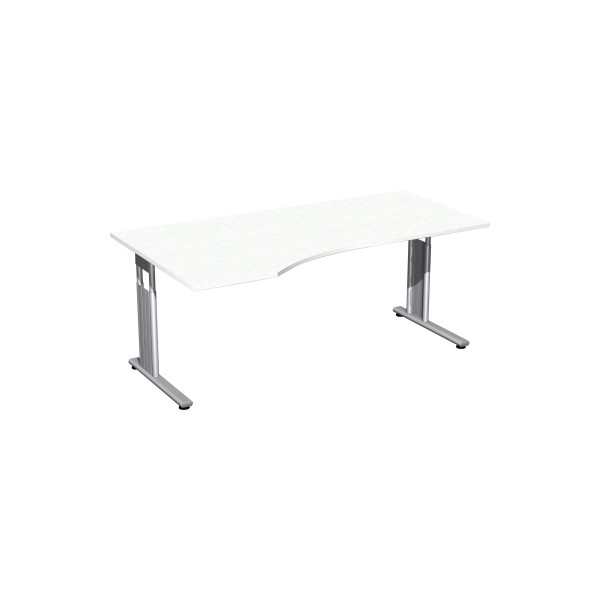 4038933477633 - Schreibtisch C Fuß Flex S-617306-WS manuell höhenverstellbar 68-82cm (H) Freiform weiß   Silber 4038933477633 Geramöbel