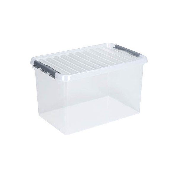 8711112836006 - helit the q-line Aufbewahrungsbox mit Deckel transparent Lebensmittelechte stapelbare Kunststoffbox mit Klickverschluss 1 Box 72 Liter