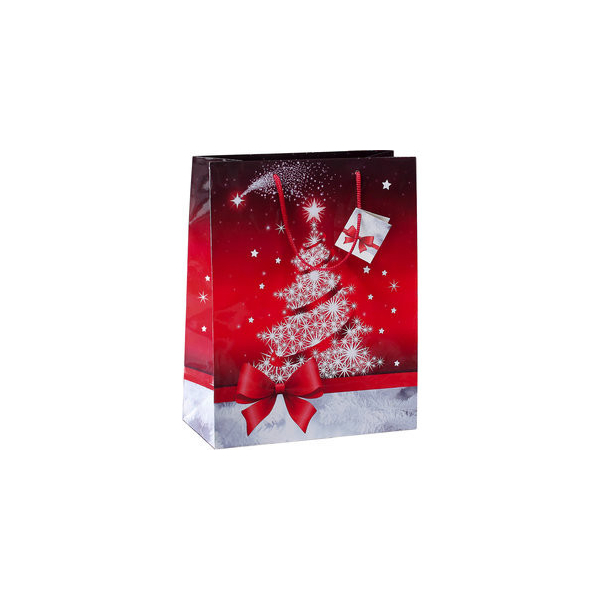 4004360858505 - Geschenktasche GT 023 Sparkling Tree Weihnachten Sparkling Tree mit Glanzlackierung und Geschenkanhänger Weihnachtsmotiv 17 5 Stück