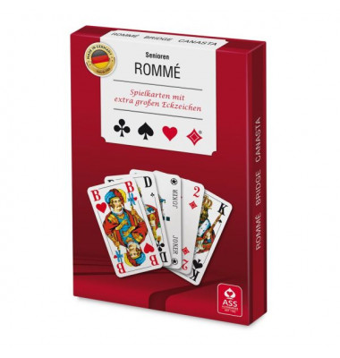 Spielkarten Rommé Senioren extra Groß französisches Blatt Stülpschachtel