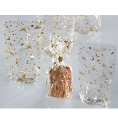 Weihnachts-Zellglasbeutel 293-00 180x300mm gold/transparent