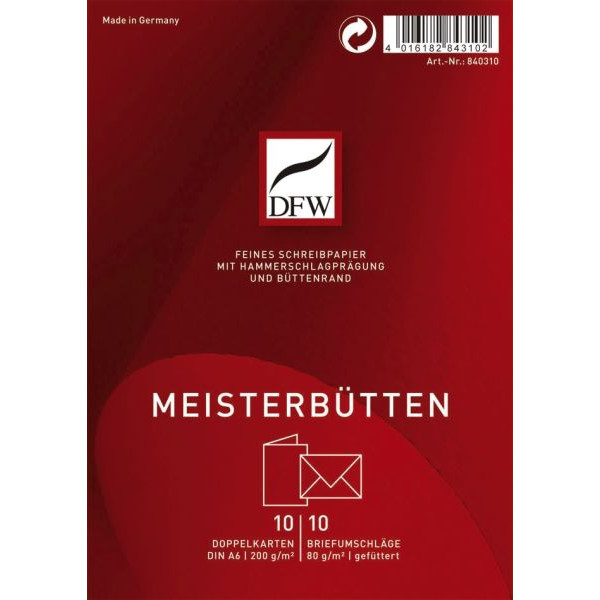 4016182843102 - DRESDNER 840310 A6 10 10 Briefpapier Karte Meisterbütten 4016182843102 DFW