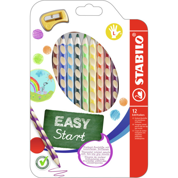 4006381398695 - STABILO Ergonomische Buntstifte - Linkshänder STABILO EASYcolors - 12er Pack+Spitzer