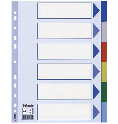 Kunststoffregister 15260 blanko A4 0,12mm farbige Taben 6-teilig