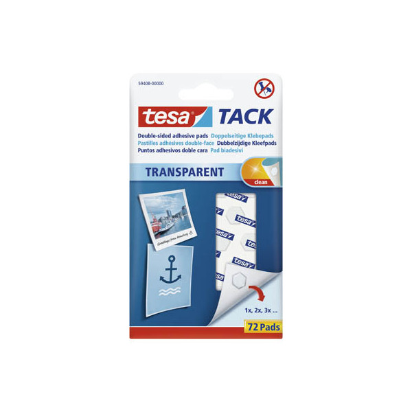 4042448366849 - Tack 59408 doppelseitige Klebepads transparent 4042448366849 59408-00000-01 72 Stück