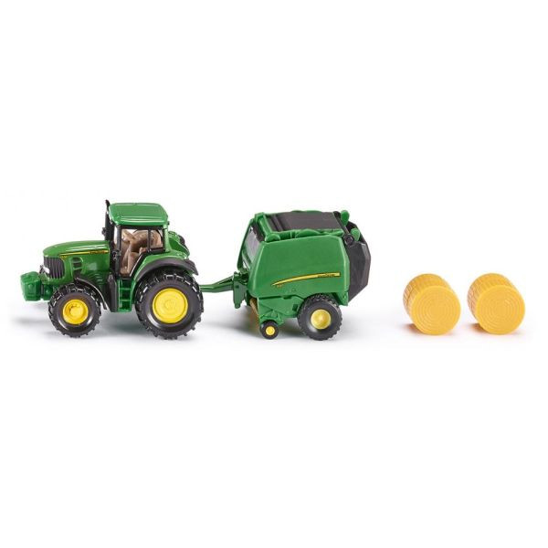 4006874016655 - siku Traktor John Deere 7530 mit Ballenpresse 990 1665 Spielzeugauto