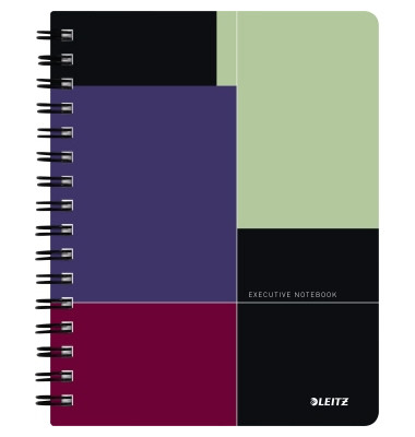 Collegeblock 4456-00-00 Executive, Muster, kariert / kariert Rand beidseitig, A5, 90g, schwarz, 80 Blatt