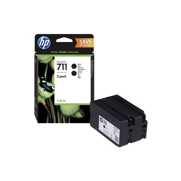 0190780593912 - Hewlett Packard - hp P2V31A original Druckerpatrone 711 schwarz Doppelpack 2x 80ml (P2V31A)