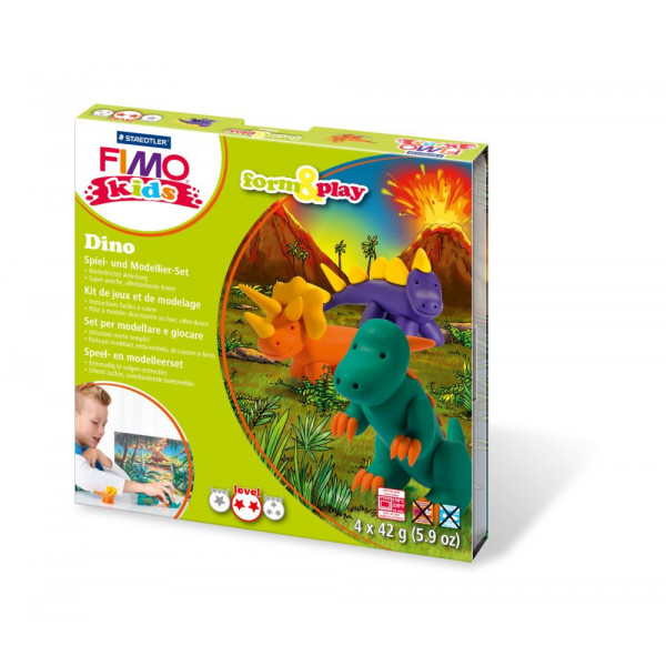 4007817806128 - Fimo Kids 8034-07LY Form&Play Modelliermasse-Set 4x 42g Dino 4007817806128 168 Gramm