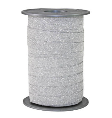 Geschenkband Ringelband Poly Glitter 18509-631 10mm x 100m silber