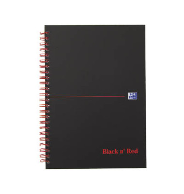 Collegeblock 400047652 Black n'Red Spiralbuch, kariert / kariert Rand links, A5, 90g, schwarz, 70 Blatt