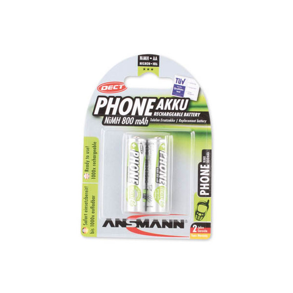 4013674030903 - Akku aa Mignon 800mAh 12V NiMH für Telefon 2 Stück - wiederaufladbar - Ansmann