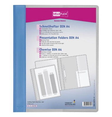 Schnellhefter VELOFORM 4741052, A4, blau, Kunststoff, Vorderdeckel transparent