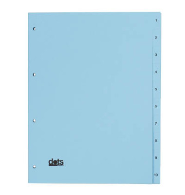 Kartonregister 084-0464-007-02, 1 bis 10, A4, 120 g/m², blaue Taben, 10-teilig