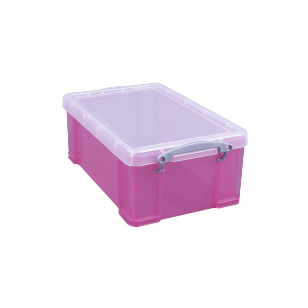 5060231635551 - Aufbewahrungsbox 9TBPK 9 Liter mit Deckel für A4 CDs DVDs außen 395x255x155mm Kunststoff pink transparent 5060231635551 Rea