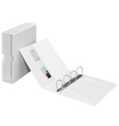 Präsentationsringbuch 9302-00202, A4+ 4 Ringe 55mm Ring-Ø PVC-kaschiert, 3 Außentaschen, 1 Innentasche, weiß