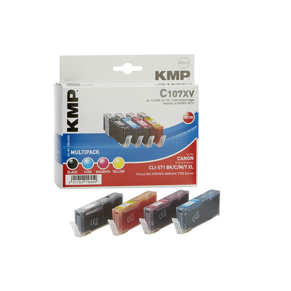 KMP Druckerpatrone C107XV, Multipack, magenta, Canon - BK/C/M/Y, cyan, Thüringen schwarz, XL gelb 1568,005 CLI-571 Bürobedarf zu kompatibel