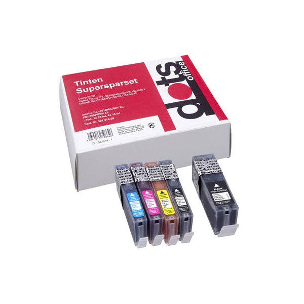 4250073728646 - Druckerpatrone 15190050-DOTS kompatibel zu Canon PGI-550 XL BK CLI-551 XL BK C M Y Multipack 2x schwarz cyan magenta gelb