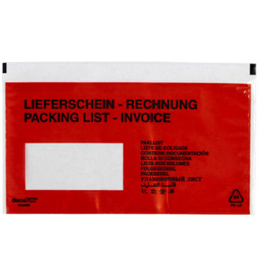 Lieferscheintaschen Classic Plus 2FVDO350226 Din Lang "LIEFERSCHEIN - RECHNUNG" selbstklebend 