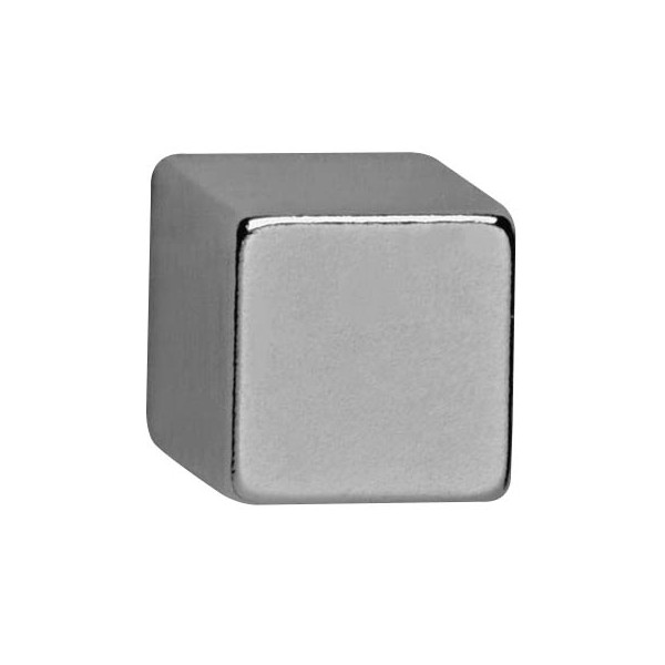 4002390061919 - MAUL Neodym Magnet 10 mm³ hellsilber Robuster Würfelmagnet in moderner Optik 1 Packung = 4 Stück 38 kg Haftkraft