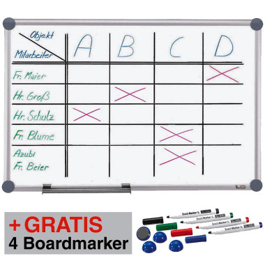 Whiteboard 2000 MAULpro 300 x 120cm kunststoffbeschichtet Aluminiumrahmen inkl. Marker + Magnete