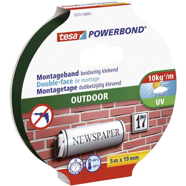 4042448843470 - tesa® Klebeband Powerbond® Outdoor doppelseitig für den Außenbereich wetterfest UV-beständig L 5 m x B 19 mm grün