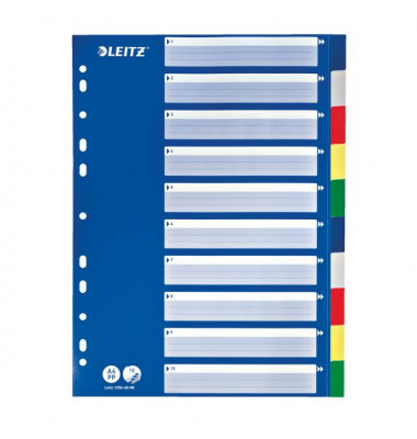 Kunststoffregister 1256-60-00 blanko A4 0,12mm farbige Taben 10-teilig