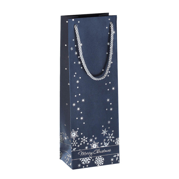 4004360835124 - Geschenktasche GT112 Silver Snowflakes Weihnachten Sterne mit  farbig abgestimmte Tragekordeln Silberne Schneeflocken 125c 3 Stück