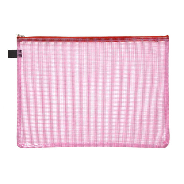 4250037428018 - Reißverschlußtasche Mesh Bag PVC A4 347x262mm farblos rot 4250037428018 40472-84 10 Stück