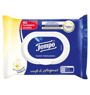 Toilettenpapier feucht, Sanft & Pflegend, Kamille, 836195, 1-lagig, weiß, 42 Blatt,