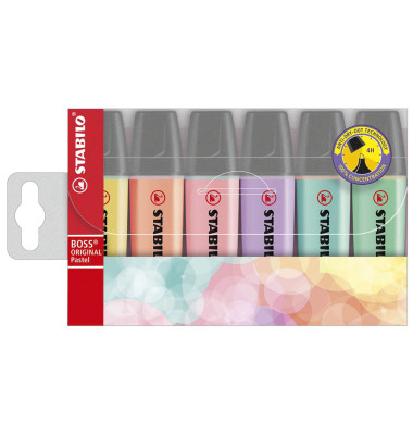 Textmarker BOSS ORIGINAL, 70/6-2, Etui, 6-farbig sortiert, 2-5mm Keilspitze